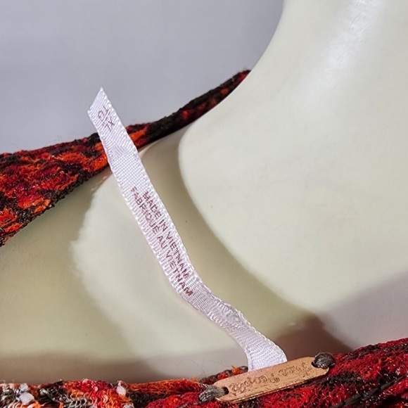 Vibrant Winter Fall Free People Burn Out Velvet Romantic Long Sleeve Blouse XL - Picture 4 of 6